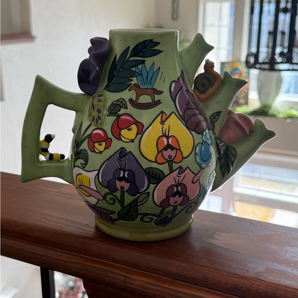 Disney Green Floral Ceramic Teapot